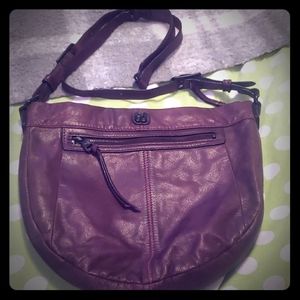Brown Plum colored leather crossbody purse